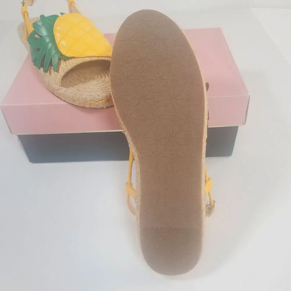 NEW Kate Spade Women’s Sandals Size 7 Yellow Pineapple Slingback Espadrille - Picture 6 of 9